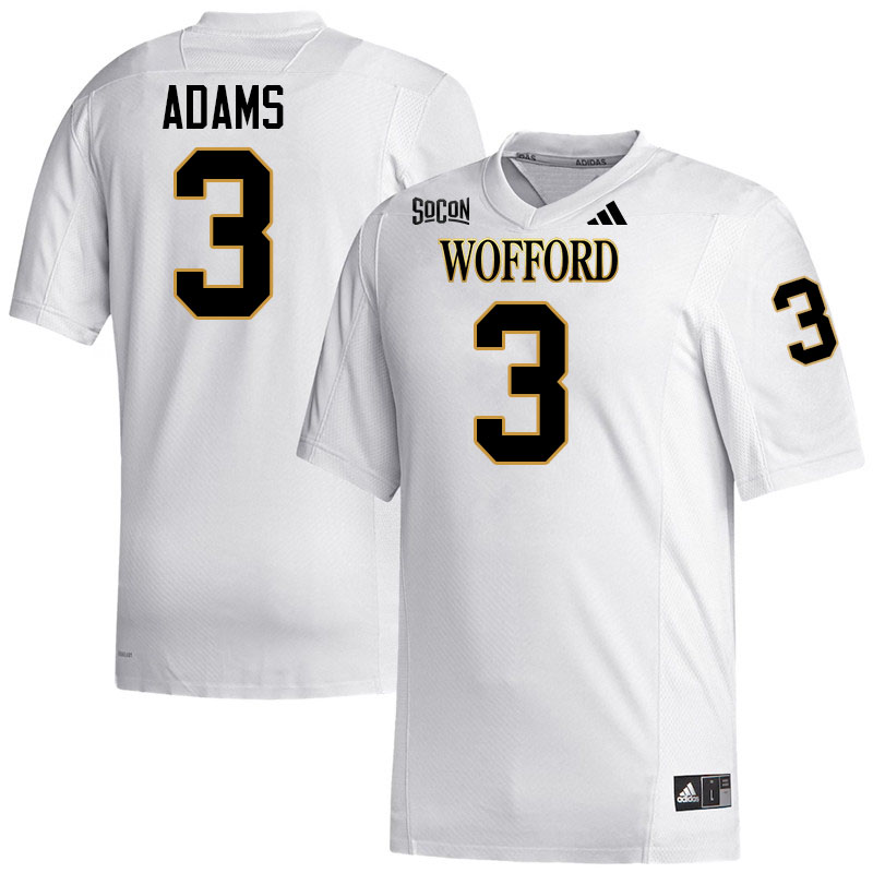 Wofford Terriers #3 C.J. Adams College Football Jerseys,Uniforms Stitched-White